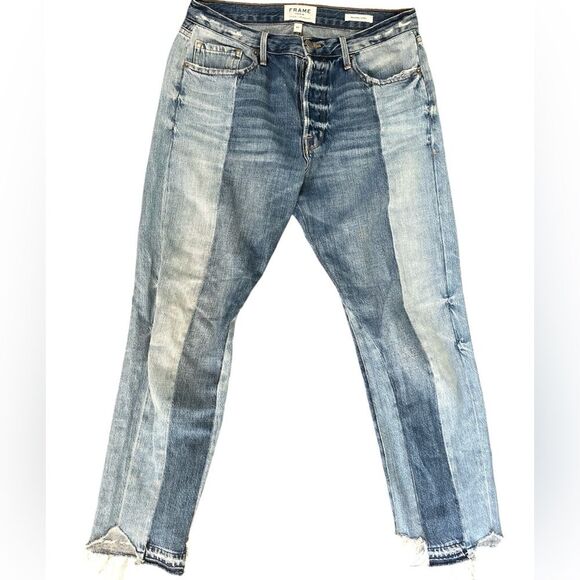 FRAME Nouveau Le Mix Jeans Women’s Size 27 Button Fly Patchwork Denim - Picture 1 of 9